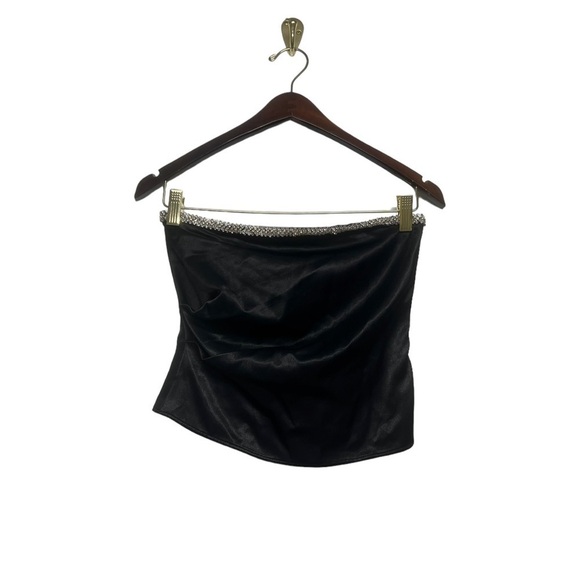 NWT ZARA Strapless Satin Effect Top Black XS - Picture 3 of 10